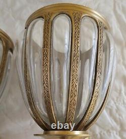 Pair of Gold Brass & Glass Wall Sconces Plant Holder Large Bombay Candle Light