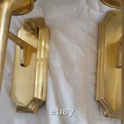 Pair of Gold Brass & Glass Wall Sconces Plant Holder Large Bombay Candle Light
