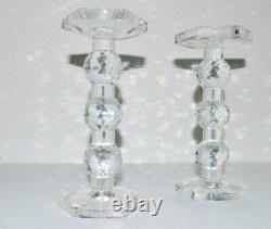 Pair of Gorgeous AB Home Sylvie Tall Lead Crystal Pillar Candle Holders