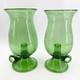 Pair Of Hand Blown Glass Hurricane Candle Holders Emerald Green Rough Pontil 10