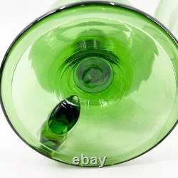 Pair of Hand Blown Glass Hurricane Candle Holders Emerald Green Rough Pontil 10 Pair of Hand Blown Glass Hurricane Candle Holders Emerald Green Rough Pontil 10