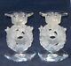Pair Of Lalique Mesanges Candlestick Holders