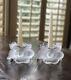 Pair Of Lalique Three Anemones Candle Holders Mint Authentic Signed Gorgeous