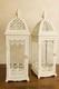 Pair Of Large Antique Victorian White Iron Lanterns Glass Candle Holders