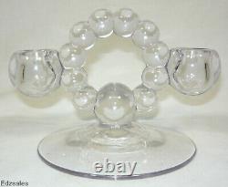 Pair of MCM Style Round Glass Double Candle Holders Candelabras