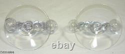 Pair of MCM Style Round Glass Double Candle Holders Candelabras