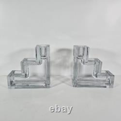 Pair of Metropolitan museum of art Glass candle holders by Wilber Orme