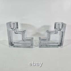 Pair of Metropolitan museum of art Glass candle holders by Wilber Orme