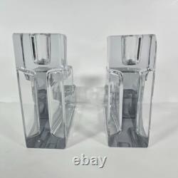 Pair of Metropolitan museum of art Glass candle holders by Wilber Orme