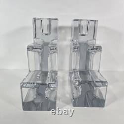 Pair of Metropolitan museum of art Glass candle holders by Wilber Orme