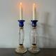 Pair Of Royal Blue And Gold Cristallerie Glasses Candle Holders