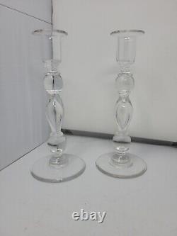 Pair of Royal Brierley Glass Candlestick Holders c. 1930 9 7/8