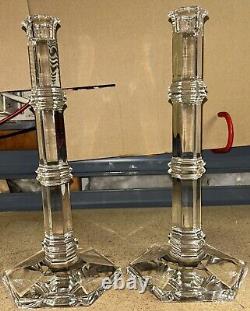 Pair of Tiffany & Co Windham Crystal Beveled Candle Stick Holders 11 Flawless