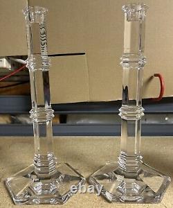 Pair of Tiffany & Co Windham Crystal Beveled Candle Stick Holders 11 Flawless