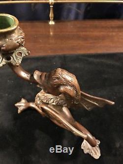 Pair of Tiffany and Company Bronze Gargoyle Candle Holders