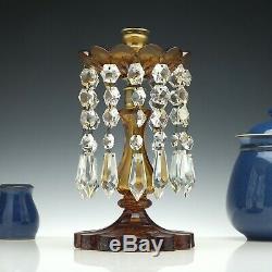 Pair of Victorian Amber Glass Lustres c1850