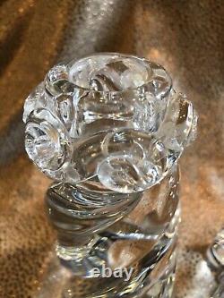 Pair of Vintage 1980s Baccarat Crystal Candle Holders Twisted Rope Design