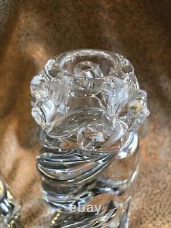 Pair of Vintage 1980s Baccarat Crystal Candle Holders Twisted Rope Design