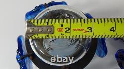 Pair of Vintage Blue Glass Metal Hanging Chandelier Candle Holders Mexico #709