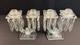 Pair Of Vintage Eapg Double Candle Holders With Prisms. 8.25 Tall