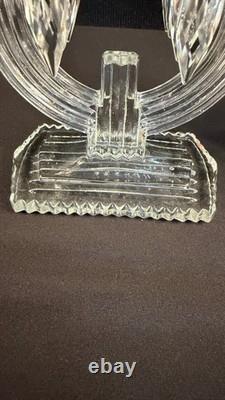 Pair of Vintage EAPG Double Candle Holders with Prisms. 8.25 tall