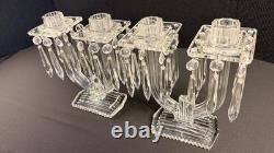 Pair of Vintage EAPG Double Candle Holders with Prisms. 8.25 tall Pair of Vintage EAPG Double Candle Holders with Prisms. 8.25 tall