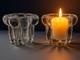 Pair Of Vintage Swedish Crystal Flower Column Candle Holders Mid Century Hobnail