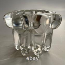 Pair of Vintage Swedish Crystal Flower Column Candle Holders Mid Century Hobnail