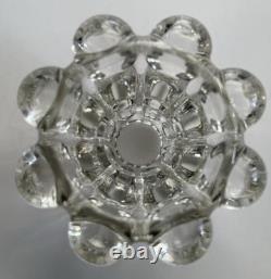 Pair of Vintage Swedish Crystal Flower Column Candle Holders Mid Century Hobnail