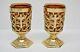 Pair Of Votive Light Candle Holders With Amber Glass (#284)