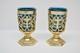 + Pair Of Votive Light Candle Holders With Blue Glass + (#284)