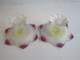 Pair Of Westmoreland Glass Lotus Frosted Candle Holders With Violet Tips