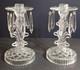 Pair Of Indiana Glass Line 174 Candelabra Holders Complete Withall 12 Prisms