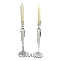 Pairpoint Candlestick Candle Holder Large Cut Crystal Flower Cuts 2Pc