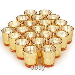 Party Decorations 72pcs, Mercury Glass Votive Candle Holders Set for Gold