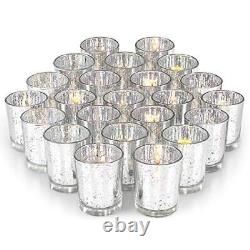 Party Decorations 72pcs, Mercury Glass Votive Candle Holders Set for Silver