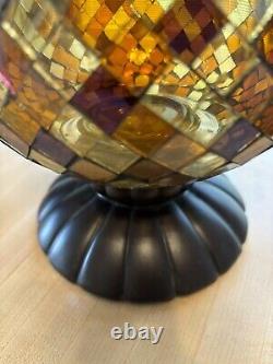 PartyLite GLOBAL FUSION Hurricane Mosaics Glass Candle Holders 12 6.5 & 3