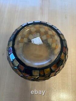 PartyLite GLOBAL FUSION Hurricane Mosaics Glass Candle Holders 12 6.5 & 3