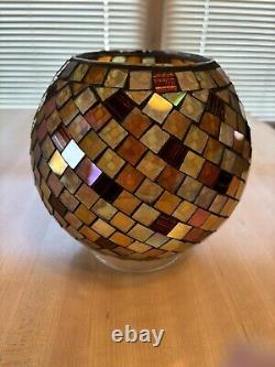 PartyLite GLOBAL FUSION Hurricane Mosaics Glass Candle Holders 12 6.5 & 3