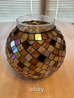 PartyLite GLOBAL FUSION Hurricane Mosaics Glass Candle Holders 12 6.5 & 3