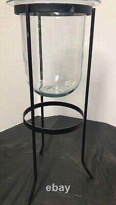 PartyLite Party Lite Seville 3 Wick Glass Candle Holder & Wrought Iron Stand