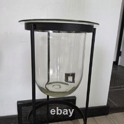PartyLite Seville 3-Wick Candle Stand with Glass Hurricane Hand Blown