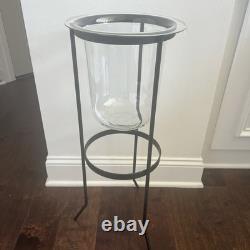 PartyLite Seville 3-Wick Candle Stand with Glass Hurricane Hand Blown
