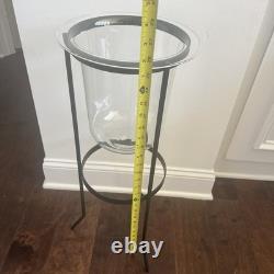 PartyLite Seville 3-Wick Candle Stand with Glass Hurricane Hand Blown