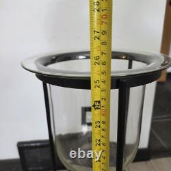 PartyLite Seville 3-Wick Candle Stand with Glass Hurricane Hand Blown