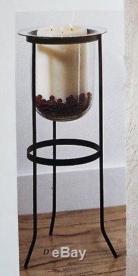 PartyLite Seville 3 Wick Floor Candle Holder Glass Hurricane Wrought Iron Stand