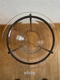 PartyLite Seville 3 Wick Glass Candle Holder Wrought Iron Stand Retired Rare HTF