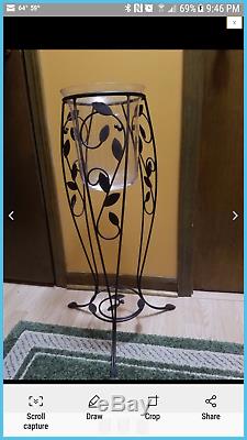 PartyLite Verona Candle Stand and 3 Wick Glass Vase. Rare Retired. Preowned