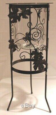 Partylite 3 Wick Seville Grape Leaf Wrought Iron Glass Candle Holder Retired
