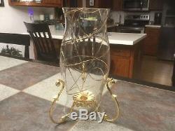 Partylite Calypso Hurricane Candle Shade W Clear Glass & Gold Stand Nib Ret Rare